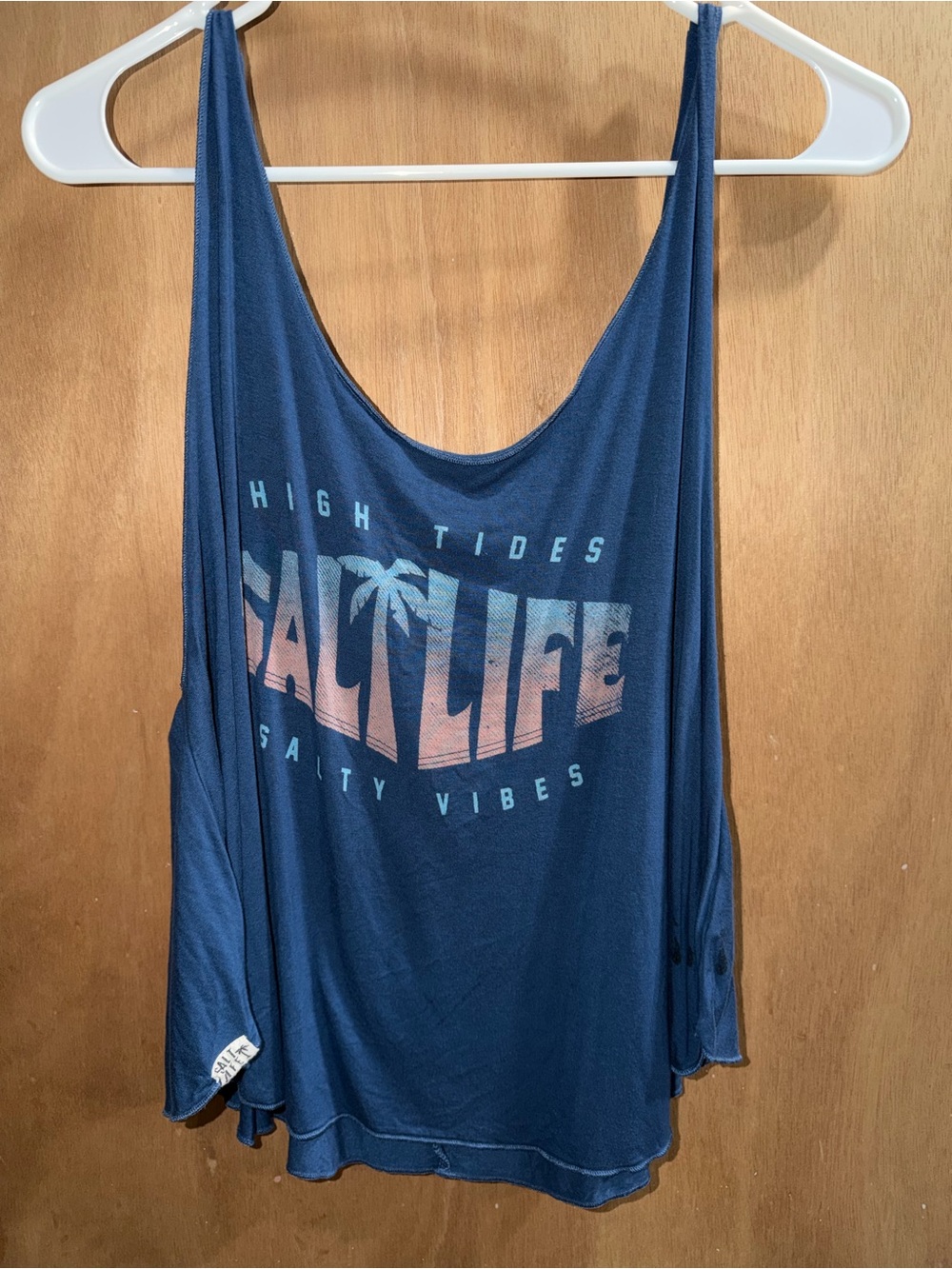 Salt Life Navy Tank with Pink and Light Blue Gradient Graphic